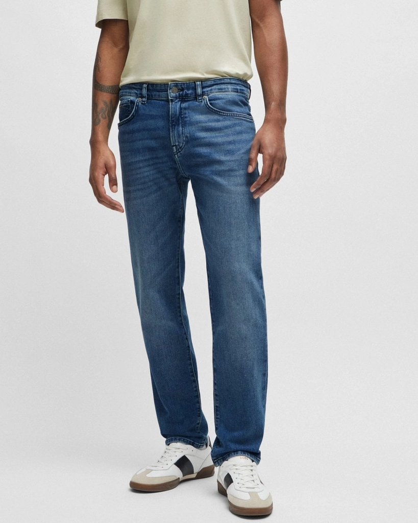 Hugo Boss Mens Re.Maine BC-C Regular Fit Jeans in Mid Blue Comfort-Stretch Denim NOS - Size 34W/34L
